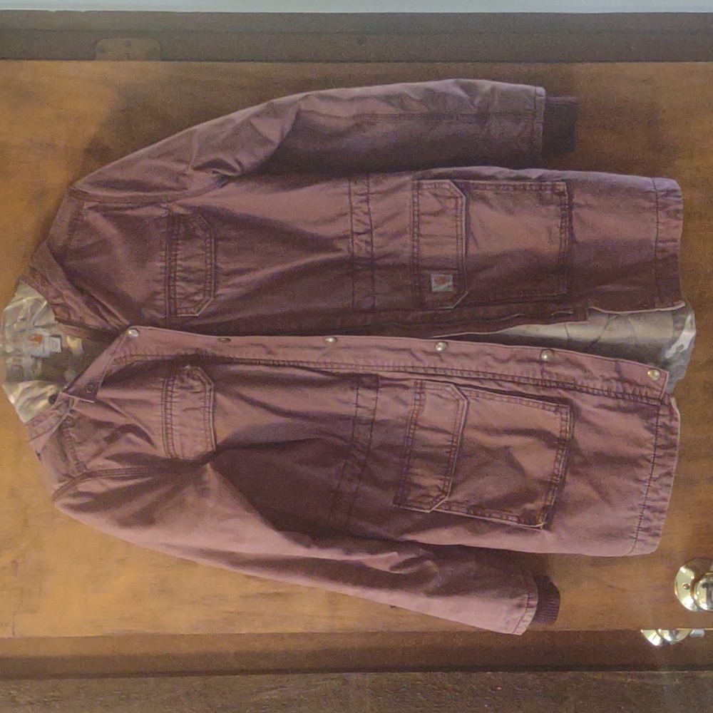 Purple Carhartt size small for six long warm workwear winter jacket hooded camo